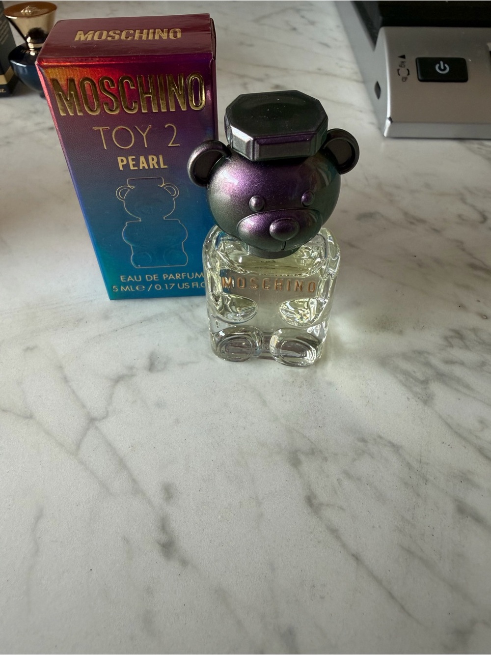 Moschino Toy 2 Pearl Mini Perfume with Iridescent Purple-Green Bear Cap